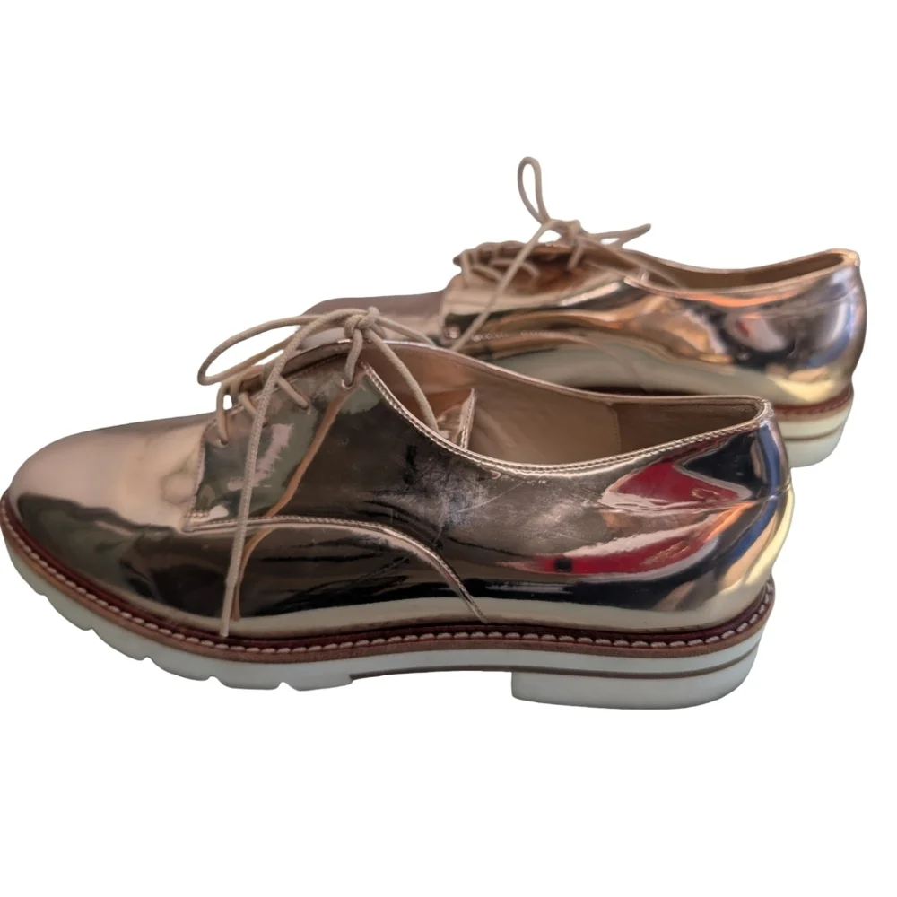 Stuart Weitzman Metro Metallic Oxford Platform Shoe 8.5